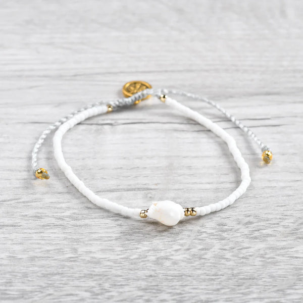 Pineapple Island Shell Anklet White
