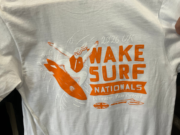 Wake and Surf Nationals T Shirt WHITE/ ORANGE