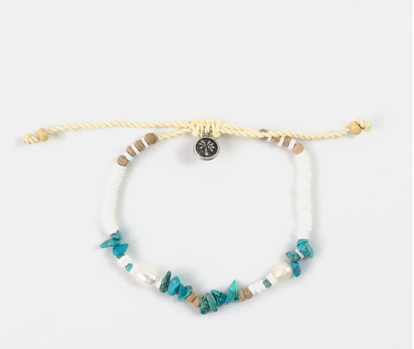 Love is Here Natural Stone Pearl and Stone Bracelet - LIM-008-W