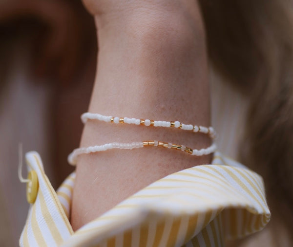 Pasir Mother of Pearl Golden Hour Beaded Bracelet MONP-005-W