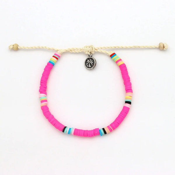Neon pink and multi coloured surf bracelet