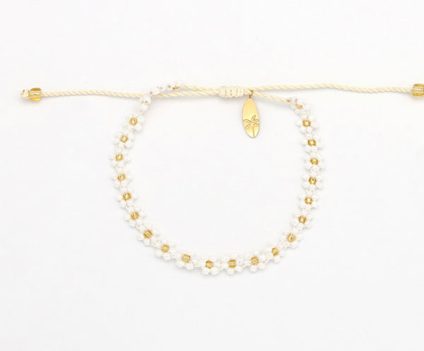 Kelopak Daisy Chain Beaded Bracelet White DZE-005