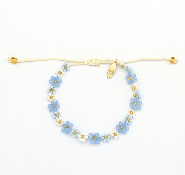 Mohala Beaded Flower Bracelet Blue DZE-202