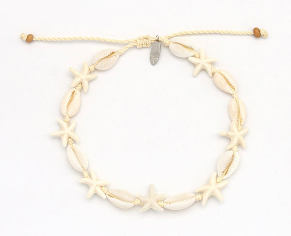 Livadi cowrie and starfish anklet LBEP-332-W