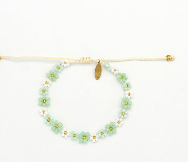 Mohala Beaded Flower Bracelet Green DZE-200