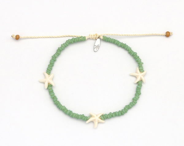 Tide pool starfish anklet green KALGA-004