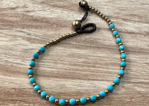 Natural Turquoise shops Stone Beads Healing Bracelet-Anxiety Relief Bracelet