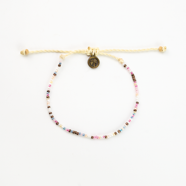 White, baby pink and brown dainty bracelet
