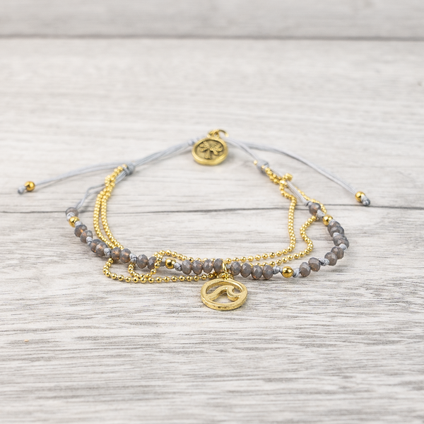 Grey and gold layered wave bracelet
