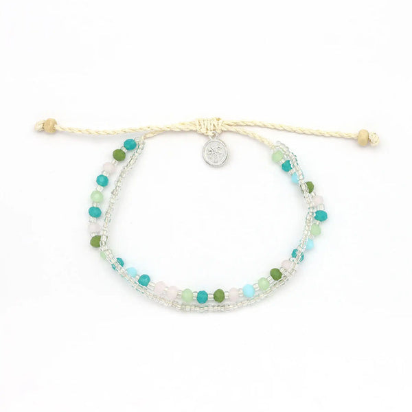 Green mix layered bead bracelet