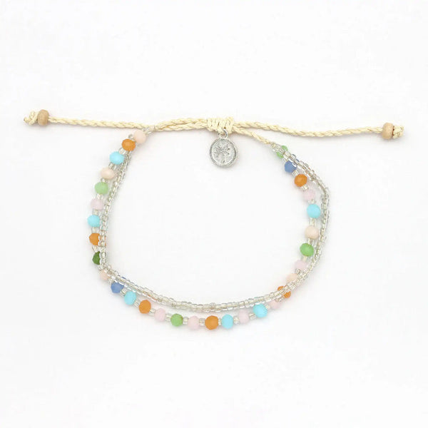 Multi coloured layered bead bracelet