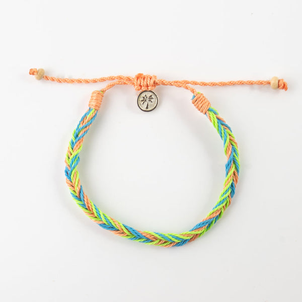 Lime green and coral rope bracelet