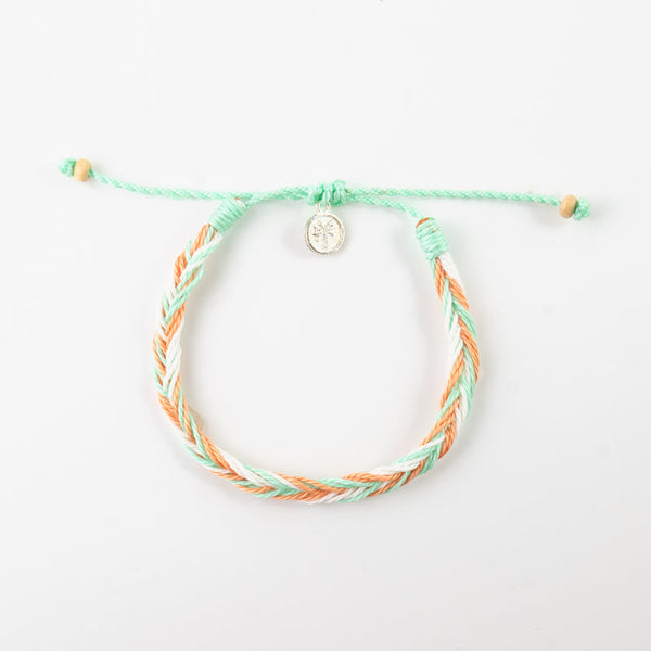 Mint and coral rope bracelet