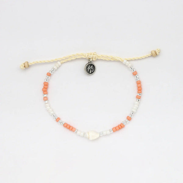 Coral baby surf shell bracelet