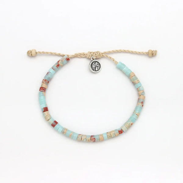 Pineapple Island Natural Blue Beaded Anklet