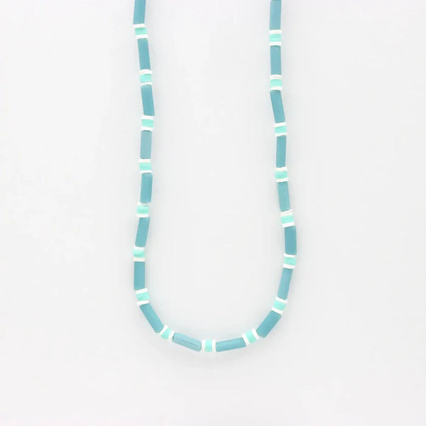 Pineapple Island Blue Shell Beaded Necklace