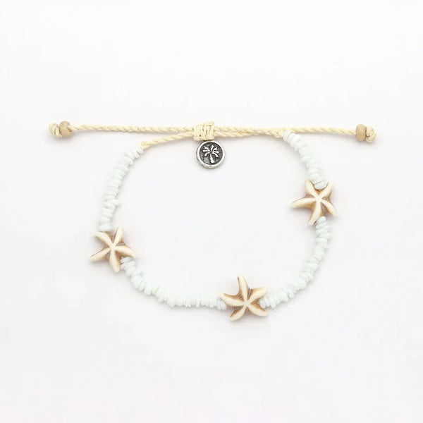 Pineapple Island White Beaded Starfish Charm Bracelet